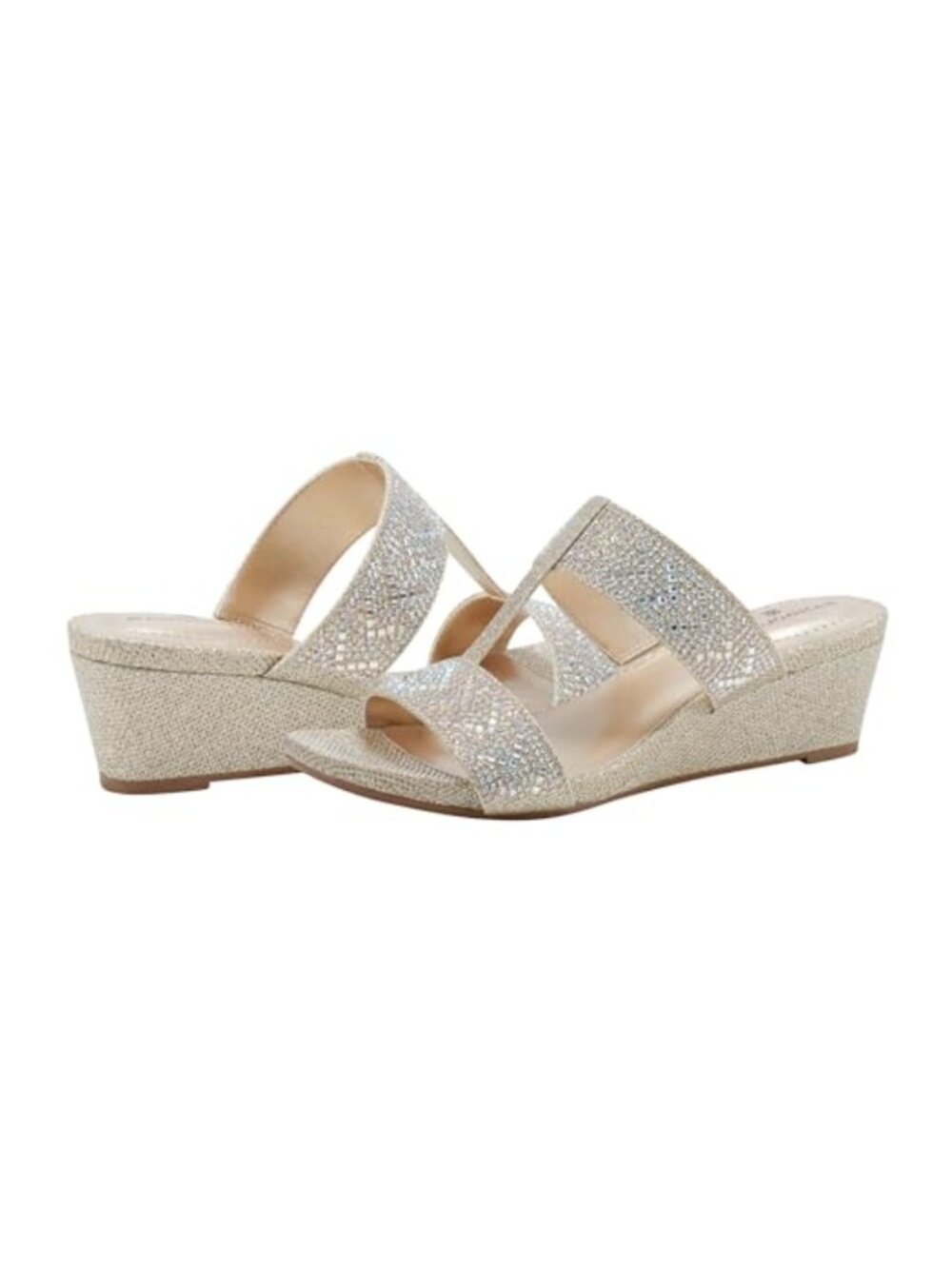 Bandolino Iluvit Crystal Wedge Sandal Faux Leather 2.17 Inch Heel